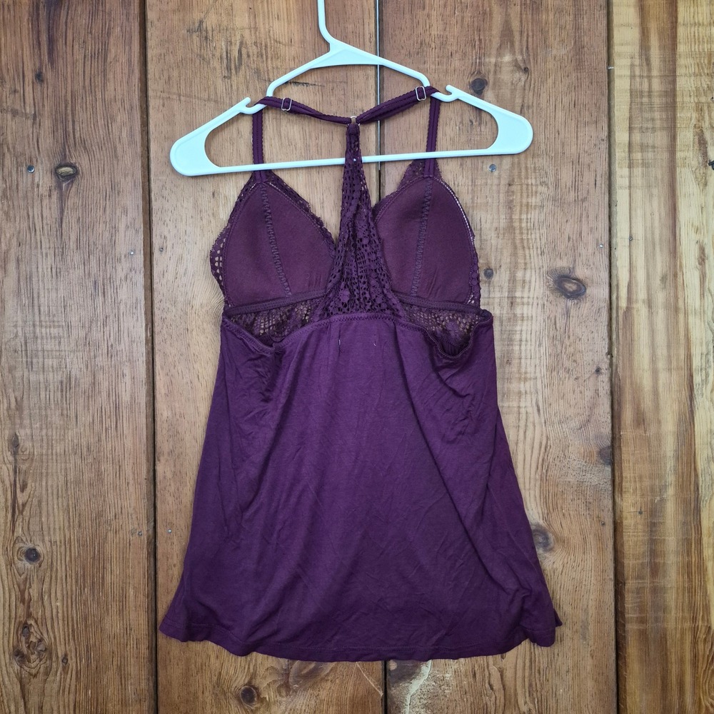 Daisy Fuentes Plum Purple Lace Racerback Baby Doll Camisole Top Size Medium - Picture 6 of 11